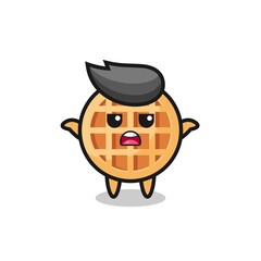 circle waffle mascot character saying I do not know