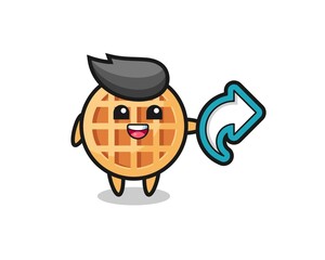 cute circle waffle hold social media share symbol