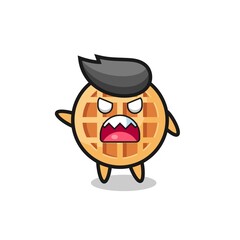 cute circle waffle cartoon in a very angry pose