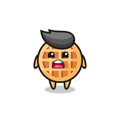 circle waffle illustration with apologizing expression, saying I am sorry