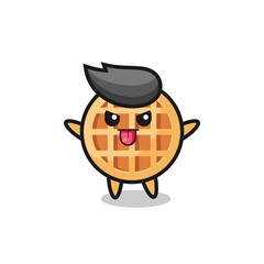 naughty circle waffle character in mocking pose