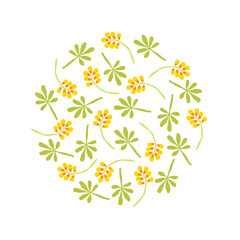 Obraz premium A circle of flowers and leaves. Cute children's illustration. Vector illustration.