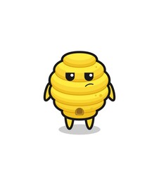 cute bee hive character with suspicious expression