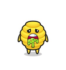 the cute bee hive character with puke