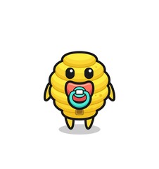 baby bee hive cartoon character with pacifier