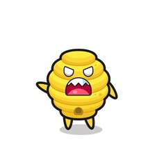 Fototapeta premium cute bee hive cartoon in a very angry pose