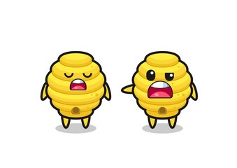 illustration of the argue between two cute bee hive characters