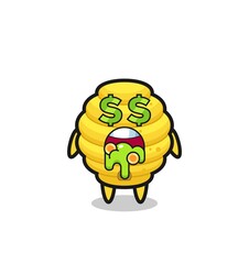 bee hive character with an expression of crazy about money