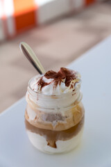 Coffee with ice cream and cream