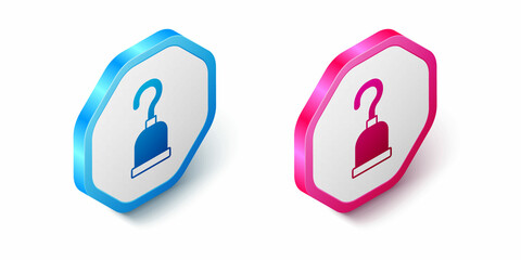 Isometric Pirate hook icon isolated on white background. Happy Halloween party. Hexagon button. Vector