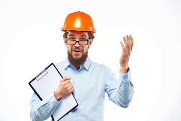 emotional man work in the construction industry Studio hand gesture