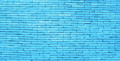 Fototapeta na wymiar Colorful blue brick wall texture
