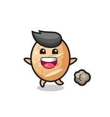 the happy french bread cartoon with running pose