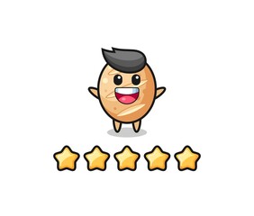 Fototapeta premium the illustration of customer best rating, french bread cute character with 5 stars