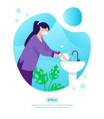 Flat Illustration, world handwashing day, can be used for web, app, print, infographic, etc