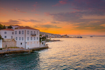 View of the amazing island of Spetses, Greece.