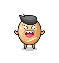 illustration of evil french bread mascot character