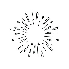 Obraz premium Doodle design element, starburst doodle vector illustration ,Hand drawn sparkling doodle,water explosion doodle illustration.