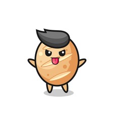 Obraz premium naughty french bread character in mocking pose