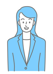 Upper body of a young woman wearing a suit (colored)