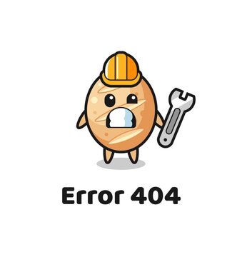 error 404 with the cute french bread mascot