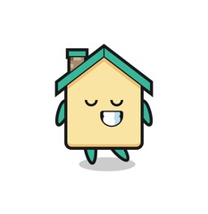 house cartoon illustration with a shy expression