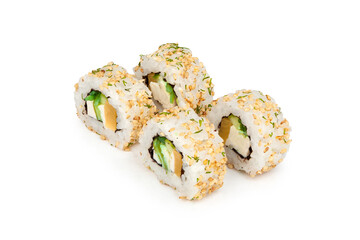 Sushi set with white background with top view