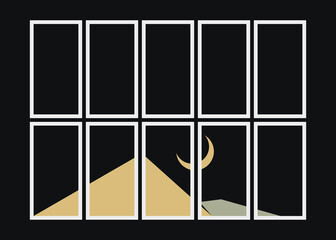 Geometric Mountains silhouette landscape art poster illustration