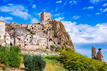 Fototapeta premium View of Craco, a ghost town near Matera, Basilicata, Italy