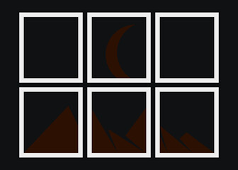 Geometric Mountains silhouette landscape art poster illustration