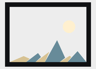 Geometric Mountains silhouette landscape art poster illustration