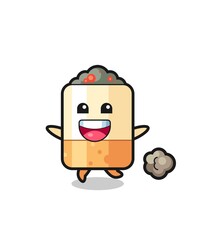 the happy cigarette cartoon with running pose
