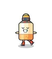 cigarette cartoon as an ice skating player doing perform