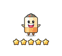 the illustration of customer best rating, cigarette cute character with 5 stars