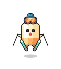 cigarette mascot character as a ski player