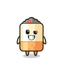 cute cigarette mascot with an optimistic face