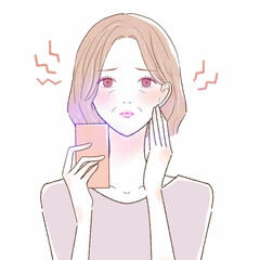 スマホのブルーライトによる眼精疲労・視力低下に悩む中年女性