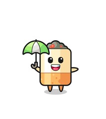 cute cigarette illustration holding an umbrella