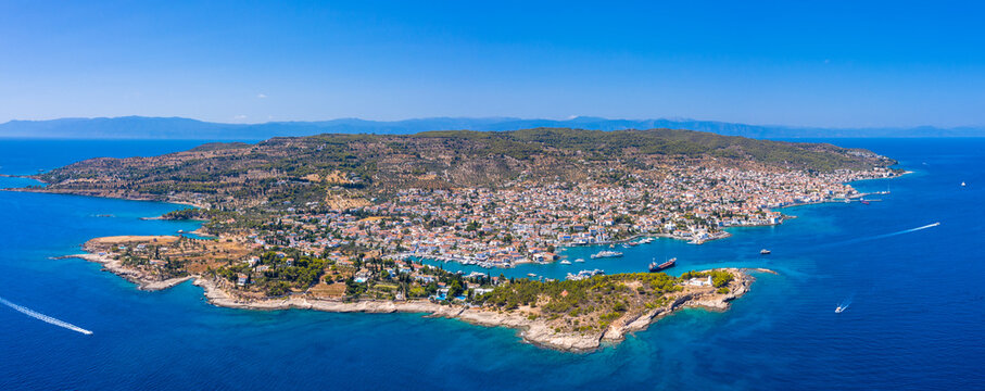 View of the amazing island of Spetses, Greece.