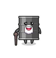 Fototapeta premium cute oil drum grandpa is holding a stick