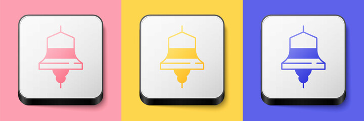 Isometric Ship bell icon isolated on pink, yellow and blue background. Square button. Vector