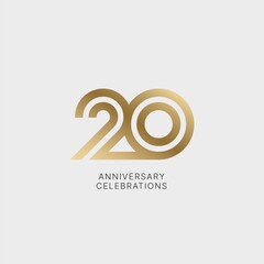 20 years anniversary sign isolated on white background for celebration event. - obrazy, fototapety, plakaty