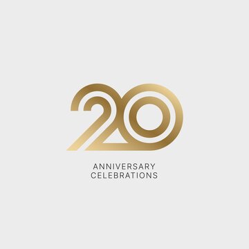 20 years anniversary sign isolated on white background for celebration event.