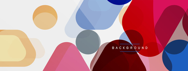 Fototapeta premium Color bubbles and rounded geometric shapes on white. Vector geometric minimal abstract background for wallpaper, banner, background, landing page