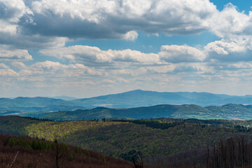 View to Povazsky Inovec mountain range from forest glade bellow Javornik hill in Biele Karpaty mounains © honza28683