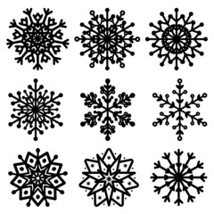 Set of snowflakes. Winter icons of snowflakes.