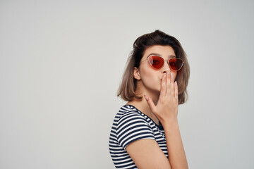 woman wearing sunglasses fashion posing summer
