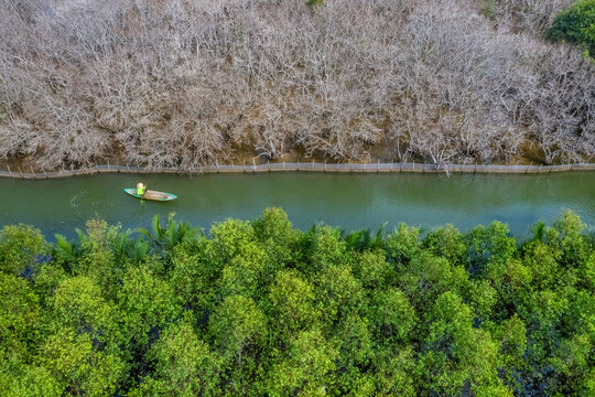 Aerial view of Ru Cha mangroves, Hue, Vietnam