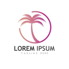 Palm tree summer logo template