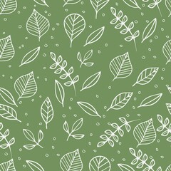 Seamless pattern with leaves and twigs